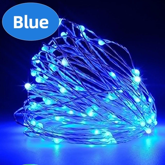 Blue Водонепроницаемый светодиодный светильник, Рождественское украшение, Свадебная вечеринка, светильник Питание от батареи типа ААА, 2 м, 3M, 5 м, Серебряная линия, садовый, Домашний Светильник ing - Испускаемый цвет: Blue