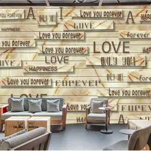 Индивидуальные большие фрески 3D твердый марморный деревянный зерна буквы ностальгические ретро обои фрески