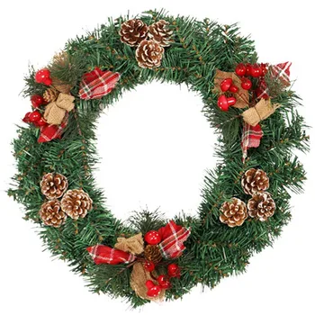 

40CM Christmas Decoration Green PVC Garland Lattice Cloth Cutting Pine Cone Garland Holiday Decoration Christmas Garland String