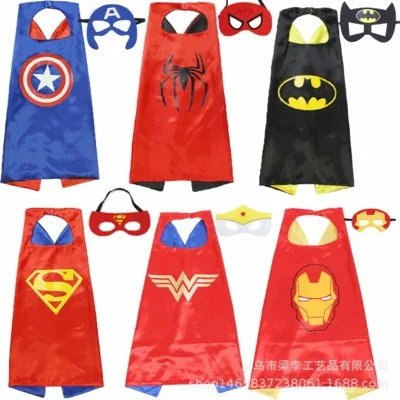 Накидка для мальчиков манто маска глаз Человек-паук Капитан Америка Железный