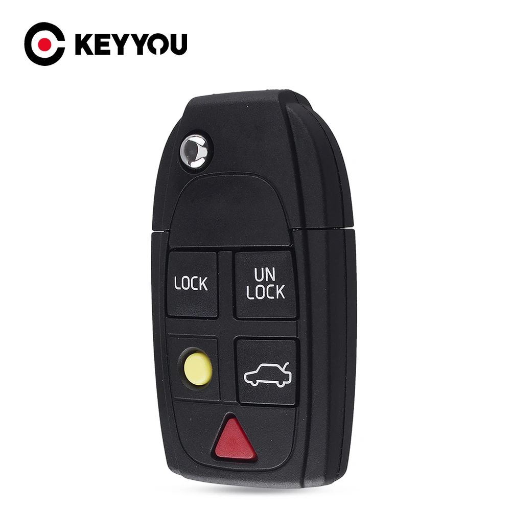 Folding-Key-Shell Replacement Car-Key-Case KEYYOU Flip XC90 Remote Volvo Xc70 5-Buttons