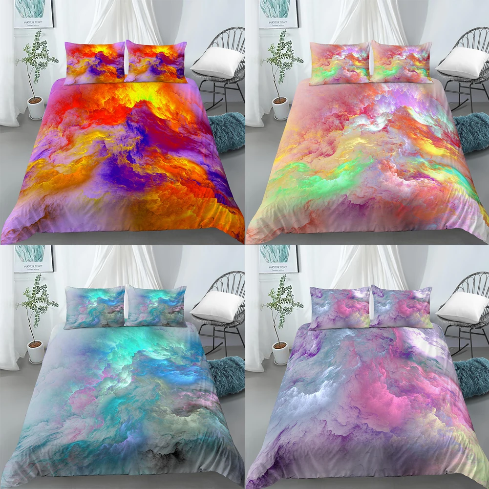 

3D Galaxy Duvet Cover Set Universe Outer Space Print Bedding Sets Double Twin/Queen Sea of Cloud Mystic Bedding Sets