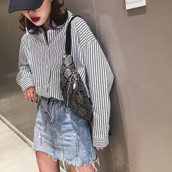 

Snake Print Waist Fanny Belt Packs Shoulder Phone Pouch Casual Personality Fashion Small Bag Women PU Leather Crossbody