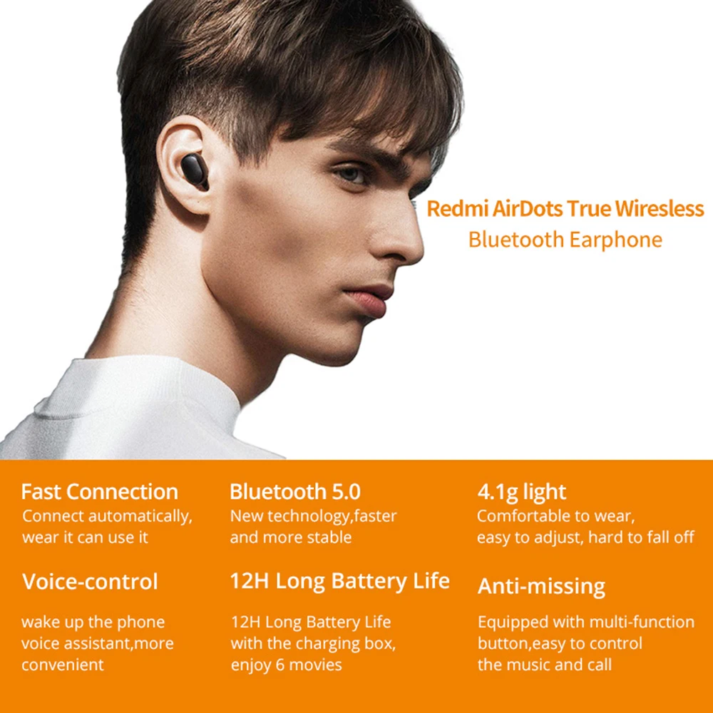 В наличии глобальная версия Xiaomi Redmi AirDots беспроводные наушники TWS Bluetooth 5 0 зарядка