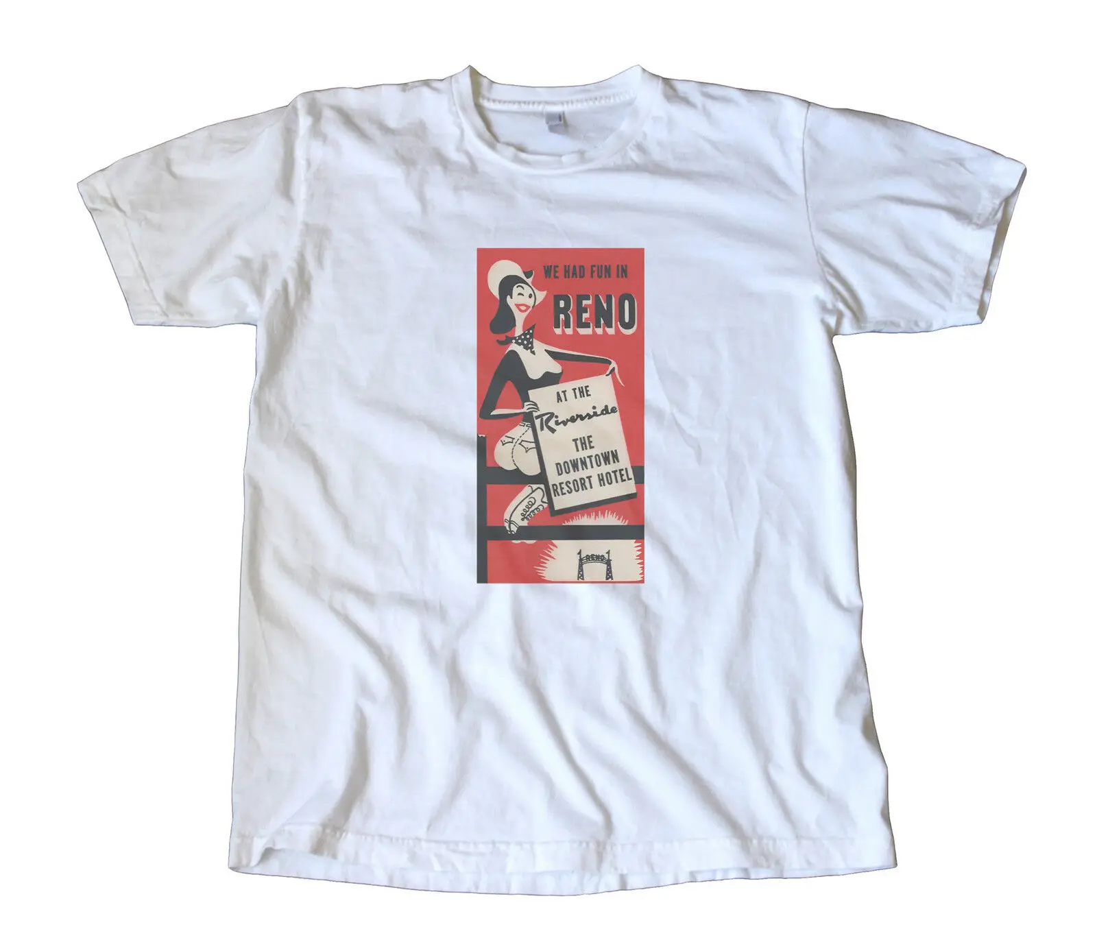 Reno Nevada Riverside Hotel Travel T-Shirt - Gambling Casinos Tahoe | Мужская одежда