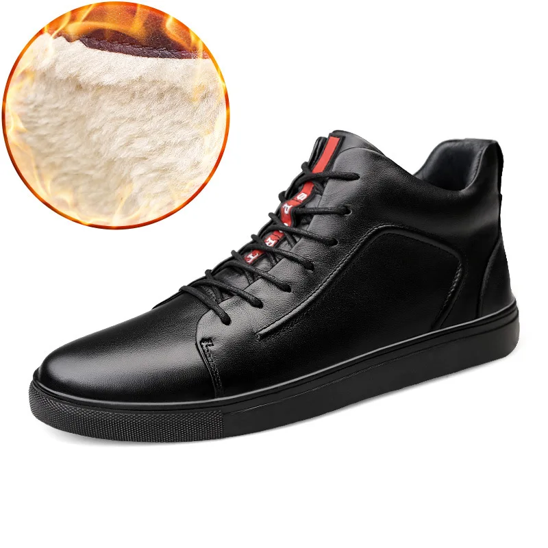 

Martin Boots Men's Genuine Leather Mid-top Hight-top MEN'S SHOES England Winter Warm Shoes Men Padded plus Velvet Leather Shoes