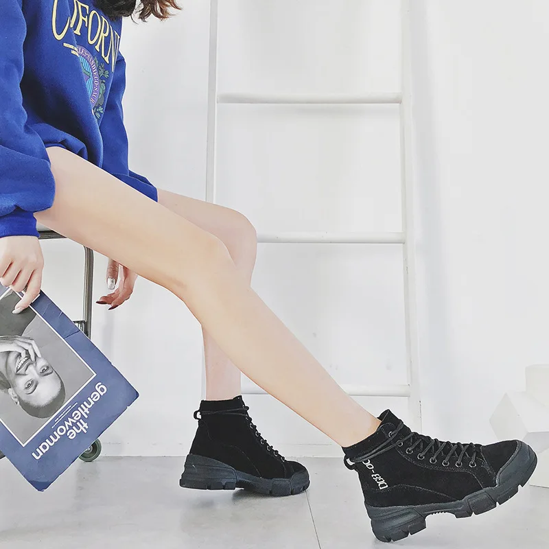 

Women's CHIC Martin Boots Autumn 2019 New Style British Style Students Versatile Korean-style Lace-up Short Boots Women's Fashio