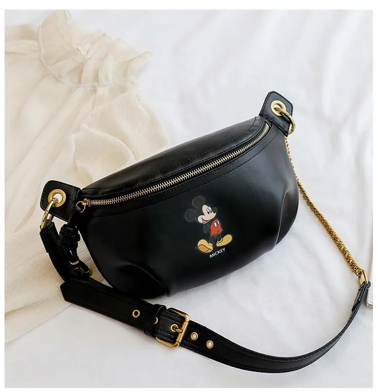 Black Mickey Микки Минни поясные сумки дамские нагрудные телефонные сумки женская сумка через плечо из искусственной кожи Женская поясная сумка Bolsa Feminina - Цвет: Black Mickey