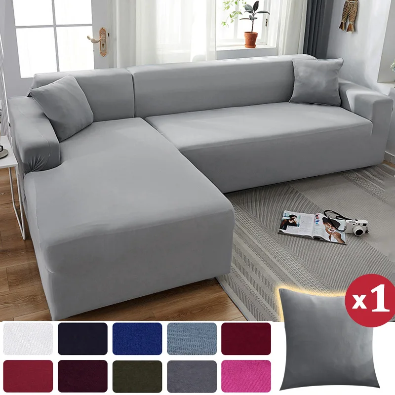 Solid Stretch Eastic Corner Sofa Covers For Living Room Chair Sectional Couch Cover L Shape Slipcovers funda sofa chaise lounge | Дом и сад