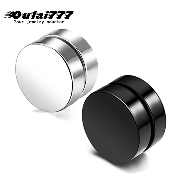 

mens earrings for women stainless steel earring black silver punk fashion without piercing gothic magnetic stud earrings men