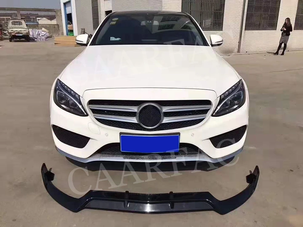 C Класс углеродного волокна/ABS передний бампер спойлер для Mercedes Benz W205 C43 AMG C200 C300 не для C63- 3 шт