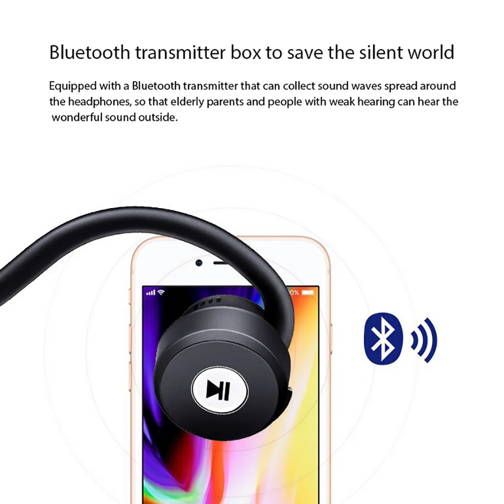 Умные наушники с костной проводимостью, беспроводные Bluetooth спортивные наушники с микрофоном для iPhone, смартфонов