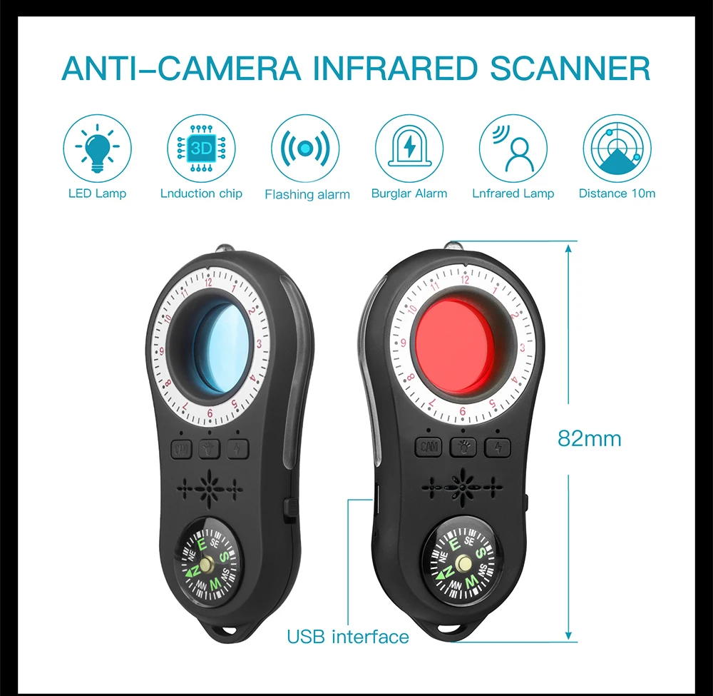 Câmera de Vigilância Detector de Sinal sem Fio Localizador de Lente de Sinal Produtos sem Fio Anti Espião Câmera Anti-covert Rastreador Detectar rf 2 lente de sinal rf rastreador detectar produtos sem fio