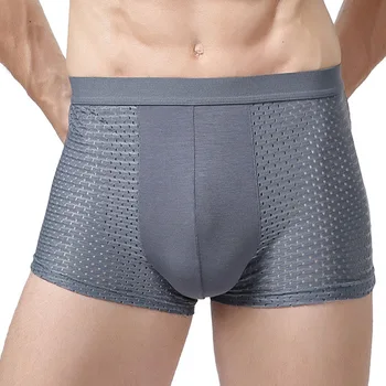 

Breathable Underpants Boxer Male Elastic Waist Men Underwear Quick Dry Flat Boxers Underwears Men Mesh Hollow Plus Size