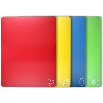 

Cutting Board Mats Flexible Plastic Colored Mats with Food Icons, Anti-Skid Back and Dishwasher Safe, Set of 4