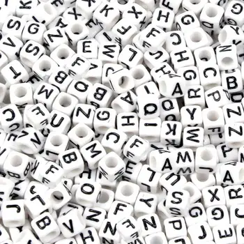 

Square White Number 6MM 100 One Pack DIY Square Letter Black Letters Beads Beads Acrylic Letters Cube White Acrylic H7N1
