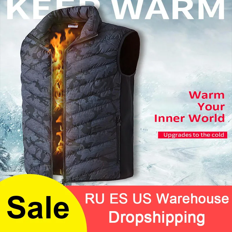 

Plus Size Waistcoat Electric Heated Vest Winter Thermal Warm Heating Vest Camouflage Heated Jacket Fishing Men&Women