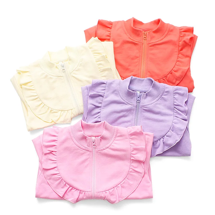 

Spring Autumn Girls Casual Jackets Solid Outerwear Fashion Printing Candy Color Windbreaker Children Clothing Cute Girls Coat