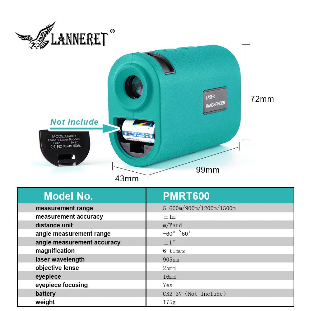 LANNERET лазерный охотничий дальномер 600 м телескоп лазерный измеритель расстояния Гольф цифровой Монокуляр Дальномер углоизмерительный инструмент