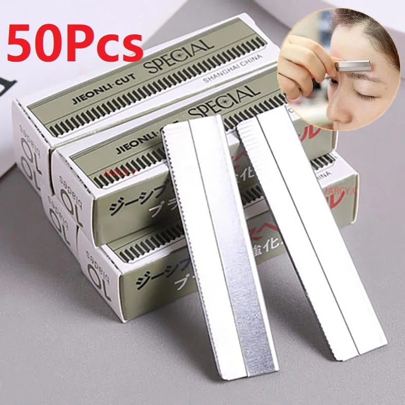 10/20/50Pcs Microblading Eyebrow Trimmer Razor Blades Stainless Steel ...