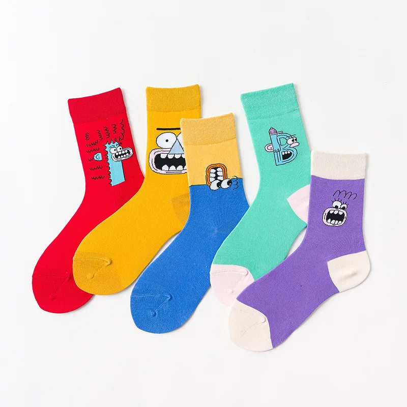 

SP&CITY 5 Pairs Harajuku Women Happy Socks Cotton Funny Patterned Unisex Cute Cartoon Short Socks Hipster Kawaii Sport Girl Sox