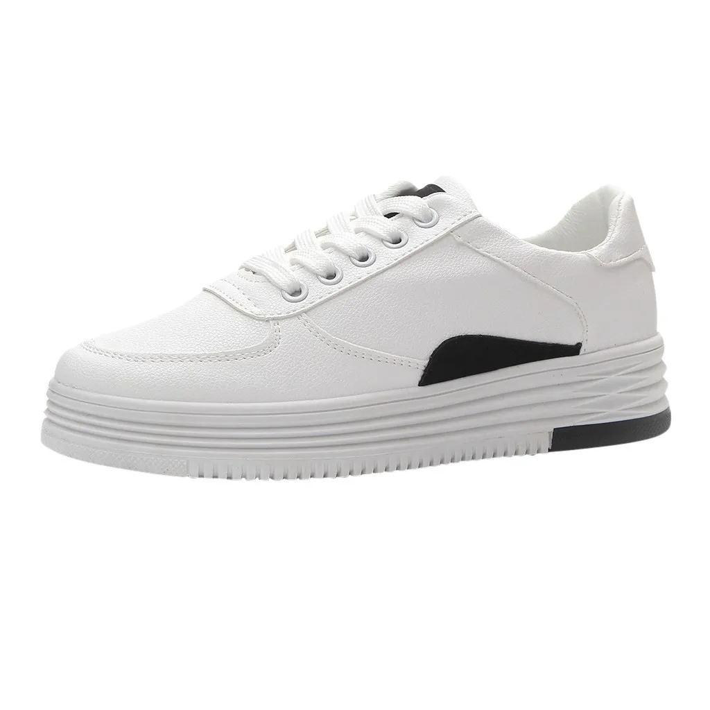 Women's Shoes Wild Casual Shoes Women's Round Toe Thick Heels Casual Lace Up Shallow Sport Mix Colors Shoes