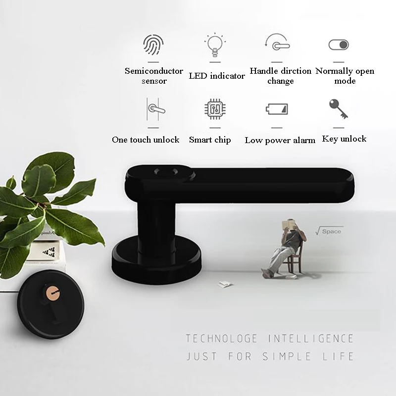 Biometric fingerprint door lock Key Electric Lock Handle Battery Wooden door lock Smart Home Door Lock Anti-theft Biometric fingerprint door lock Key Electric Lock Handle Battery Wooden door lock Smart Home Door Lock Anti-theft
