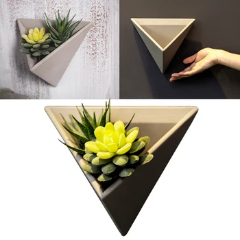 

Hotel Simulation Plant Triangle Retro Cement Flower Pot Office Bedroom Balcony Wall Mounted Durable Succulent Home Decoration
