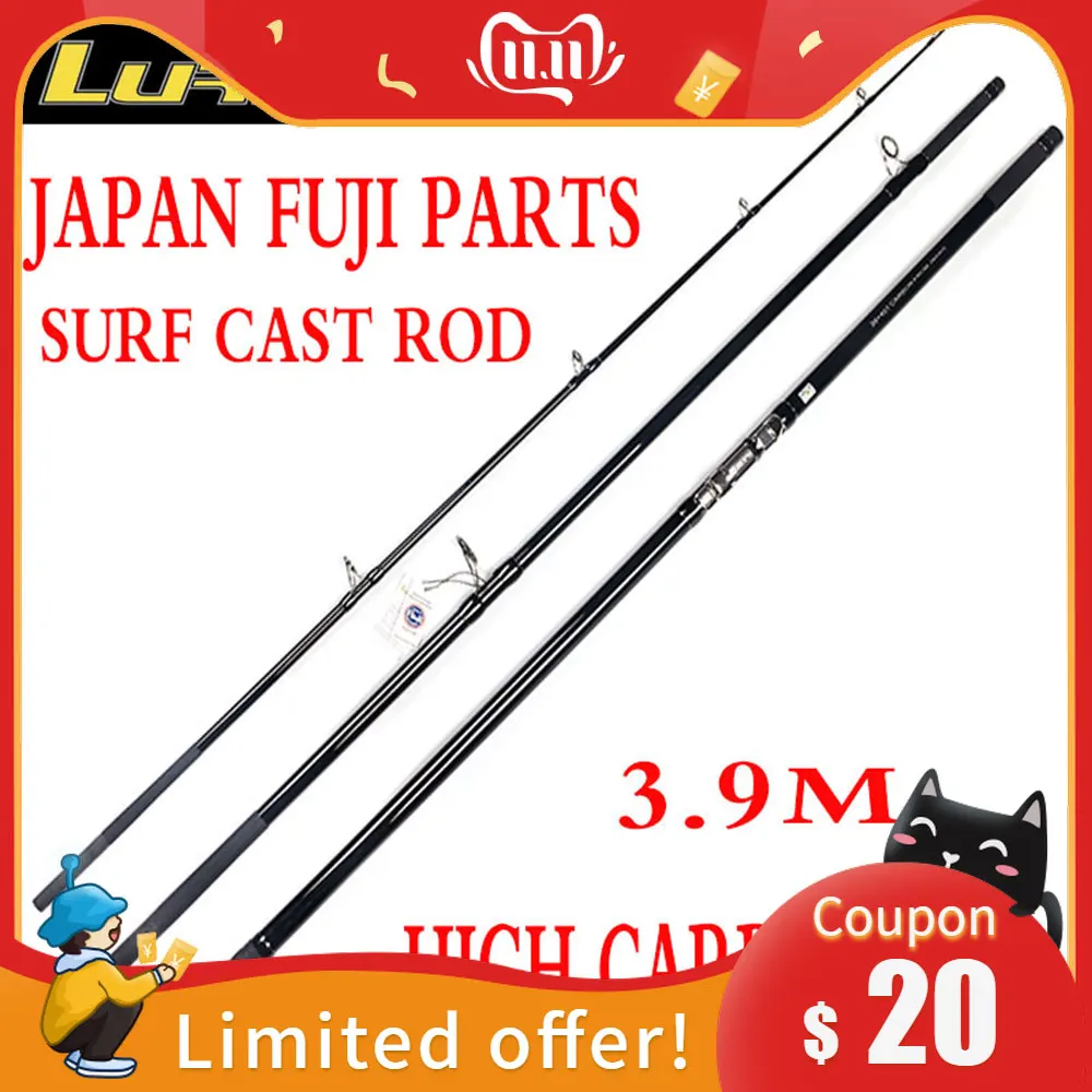 

Lurekiller Surfcasting Rod Fishing Rod Arrival Japan Fuji Parts 3.90M Powerful Carbon 200-400g 30kgs