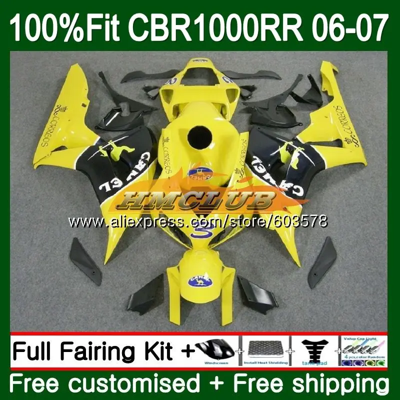 Литьевая форма для HONDA CBR 1000 RR CBR 1000RR 2006 2007 80CL. 69 корпус CBR1000 RR CBR1000RR 06 07 OEM черный желтый обтекатели
