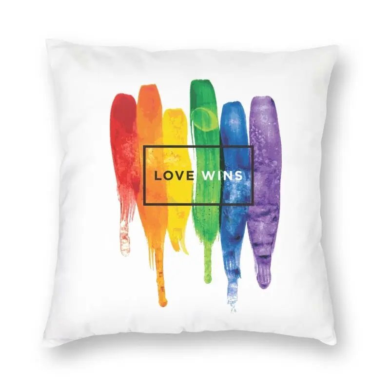Модная квадратная наволочка для ЛГБТ Love Wins с радужной краской GLBT домашний декор