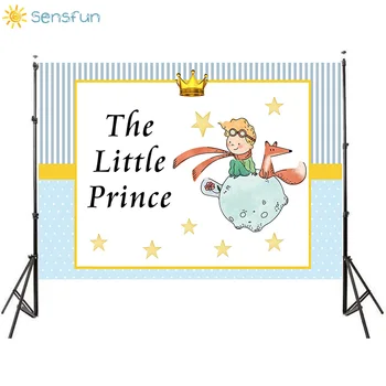 

Sensfun Our Little Prince Theme Backgrounds Newborn Boy Birthday Party Photographic Backdrop Baby Shower Vinyl Banner 7x5FT