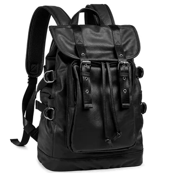 

Pu Leather Backpack Men Designer Large Black Bookbags School Bag Laptop Computer Anti Theft Waterproof Zipper Fashion Notebook