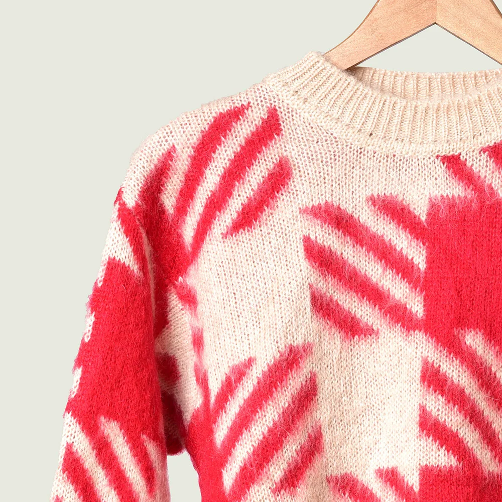 Осенний и зимний свитер с круглым вырезом в красную клетку для женщин, мохер, плюшевый свободный свитер