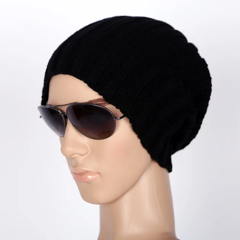 Модная женская мужская зимняя шапка Skullies Beanies женские шапки Ретро Темно-Синий стиль унисекс шапка бини зимняя шапка мужская шапка однотонная - Цвет: W-3