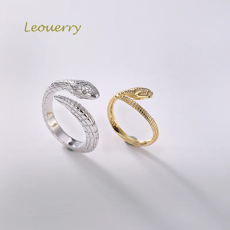 Leouerry, 925 пробы, серебряное, винтажное, змеиное, Открытое кольцо, золото, серебро, модное, индивидуальное, пара колец, для женщин, мужчин, дикое, Серебряное ювелирное изделие