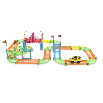 

DIY Electric Racing Rail Car Kids Train Track Model Toy Baby Railway Track Racing Road Transportation Building