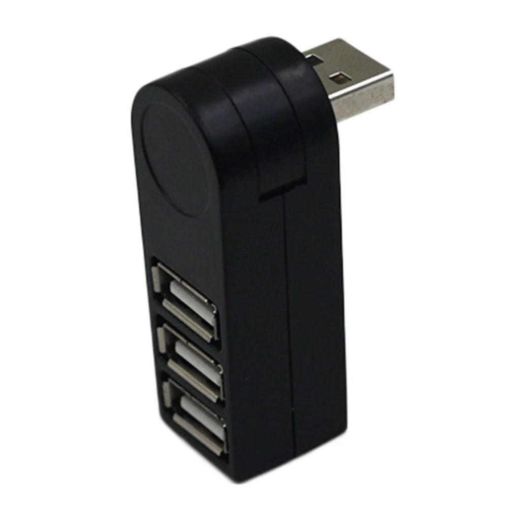 Мини 3 порта USB 2,0 вращающийся сплиттер адаптер usb-хаб для ПК ноутбук аксессуары для компьютера