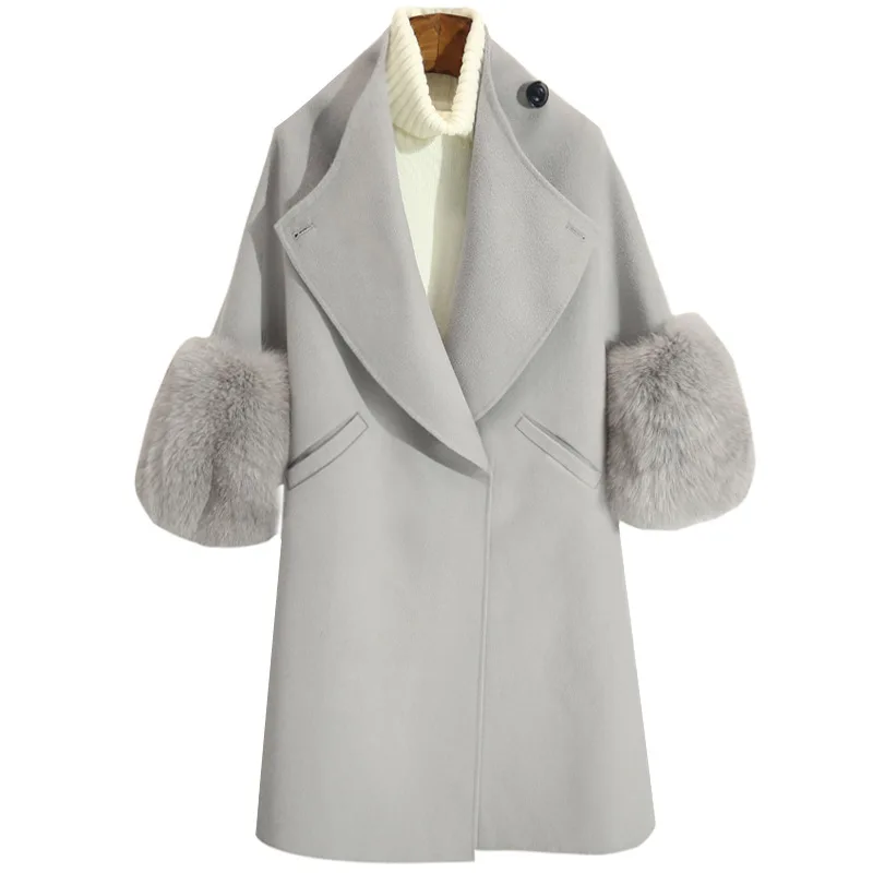 2019 Autumn And Winter New Style Woolen Coat Fashion Mid-length Slim Fit Slimming Loose Plus-size Korean-style | Женская одежда