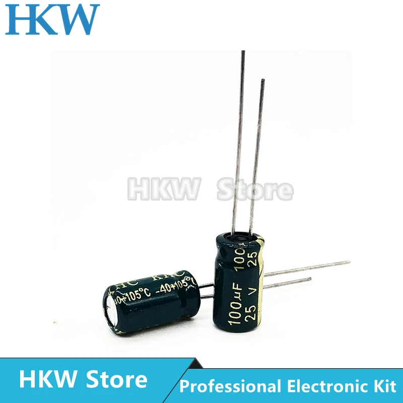 30pcs/lot 100UF 25V 6*12mm High Frequency Low ESR / Impedance Aluminum Electrolytic Capacitor 100uf25V 6X12 20%