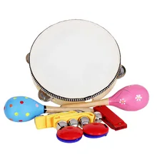 Ударный набор для детей ясельного возраста, музыкальные инструменты, игрушки, браслет, ритм, набор, чехол, песочный молоток, кастанеты, ручные колокольчики, губная гармошка