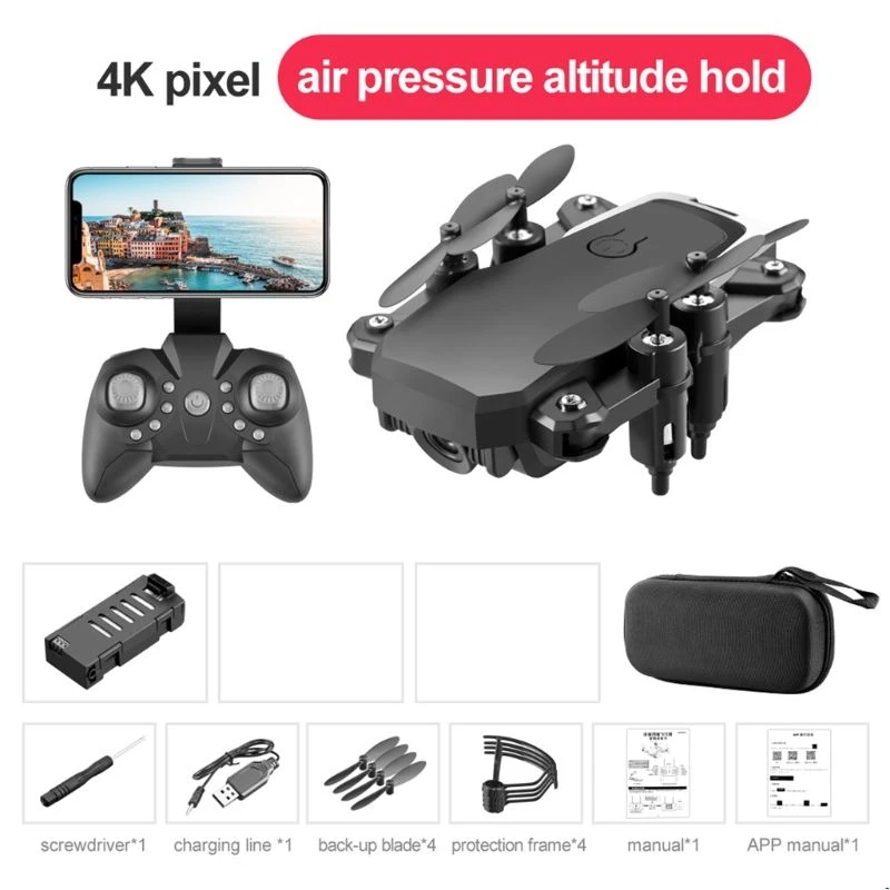 LF606 Wifi FPV RC Дрон Квадрокоптер с 0.3MP 2MP 5MP 4K камера Вертолет игрушка - Цвет: BK4