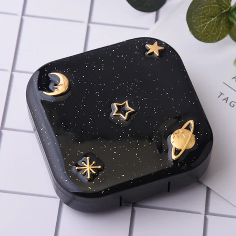 Высокое качество Moon Star Space черный с зеркальным контактным объективом чехол для женщин набор держателя портативные контактные линзы коробка