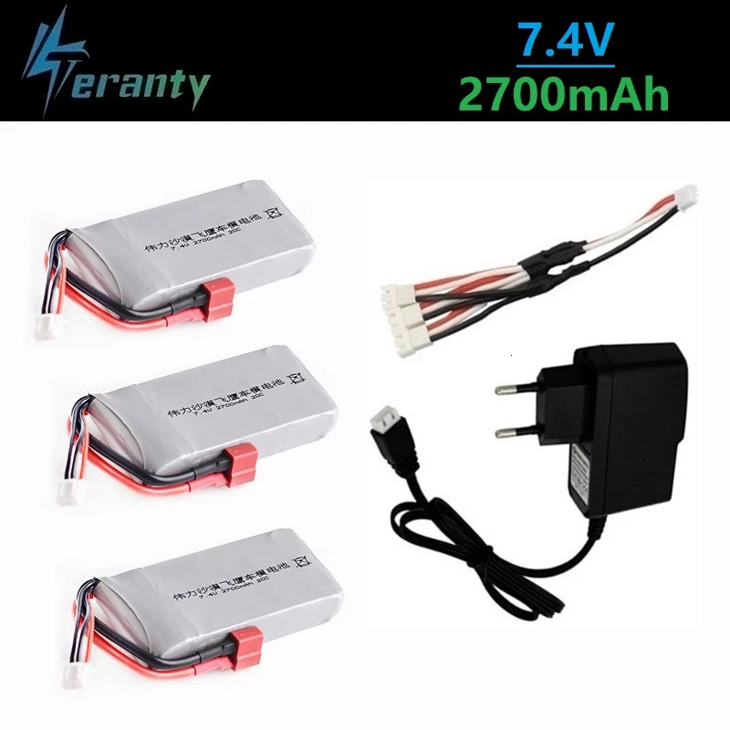 

Upgrade 2700mah+Charger For Wltoys 12428 12423 RC Four-wheel remote control Vehicle Car 7.4v Lipo Battery Feiyue 03 Q39 RC Parts