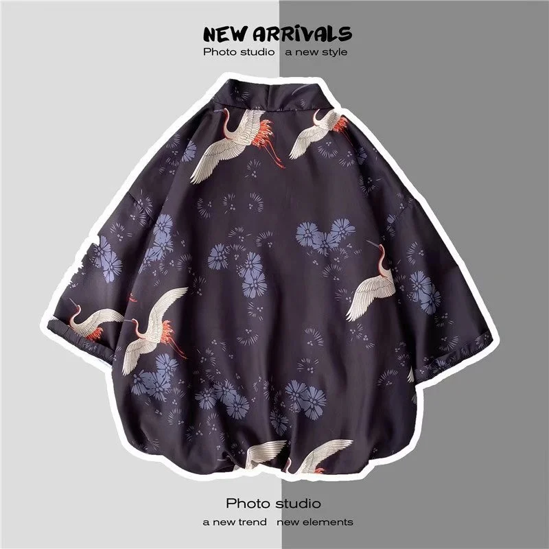 V-hanver Kimono Man Japanse Kleding Yukata Mannelijke Samurai Kostuum Haori Obi Strand Mannen Kimono Vest Japanse Streetwear Jas