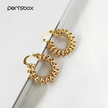Peri'sBox симметричные круглые геометрические серьги с несколькими узлами, латунь, золотой обруч, серьги для женщин, стильные Изящные серьги, обручи