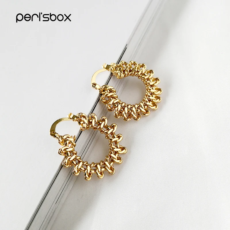 

Peri'sBox Symmetrical Round Multi Knots Geometric Earrings Brass Gold Hoop Earrings for Women Stylish Dainty Earrings Hoops 2019