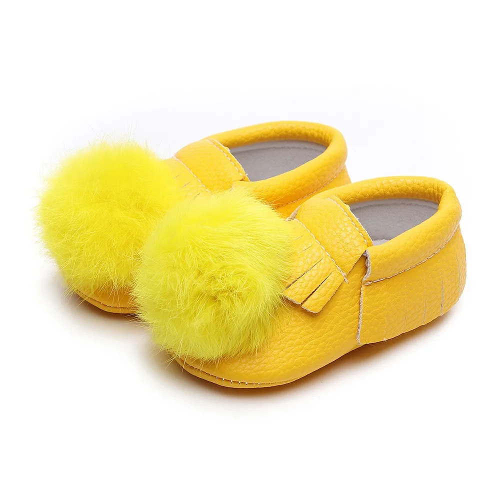 YE Однотонная обувь для новорожденных девочек; обувь с кисточками и помпонами; Мягкая Повседневная обувь для малышей; милая детская обувь - Цвет: YE
