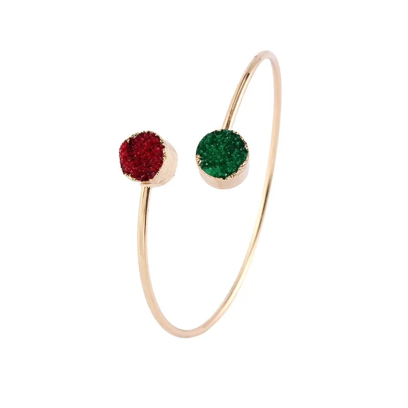 Bijoux, европейские Винтажные Ювелирные изделия, геометрические, круглые, полимерные, ассиметричные, на руку, манжета, регулируемый браслет для женщин, браслеты Bileklik - Окраска металла: Red And Green