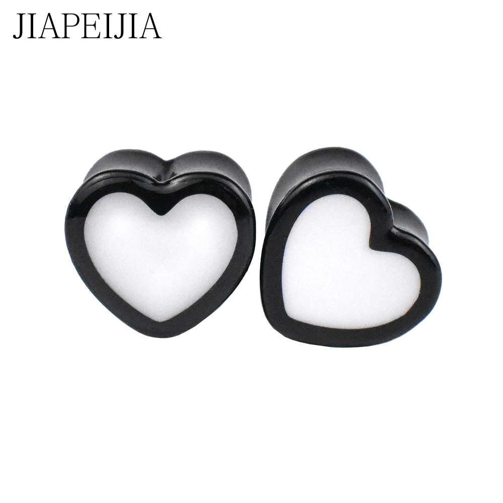 순수 컬러 하트 모양 귀 게이지 터널 및 플러그 아크릴 귀 스트레칭 키트 확장기 피어싱 귀걸이 6-25mm